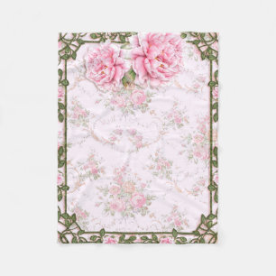 Shabby Chic Hübsch Peonies Fleecedecke