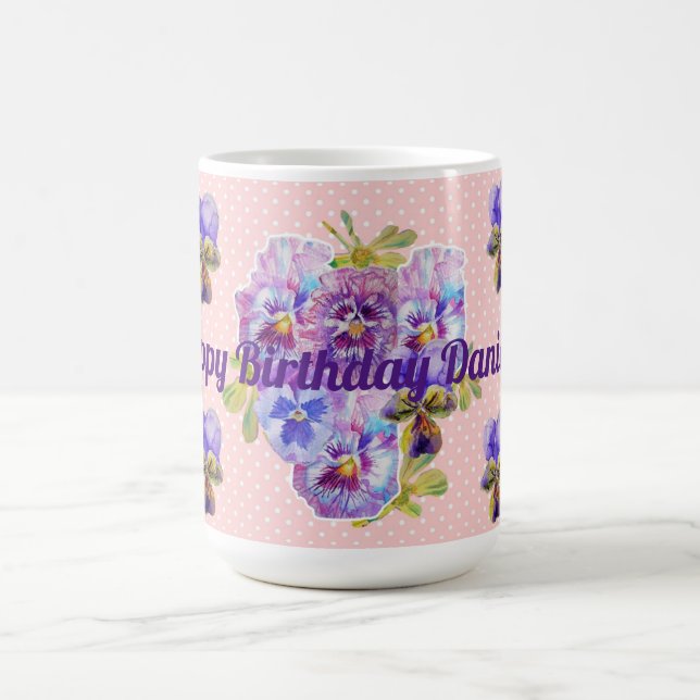 Shabby Chic Hübsch Pink Pansy Blüte Dot Tasse (Mittel)
