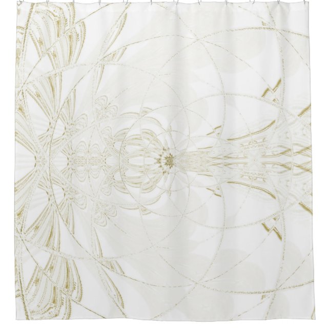 Shabby Chic Hütte neutrale Scrollwork Druckseite Duschvorhang (Vorderseite)