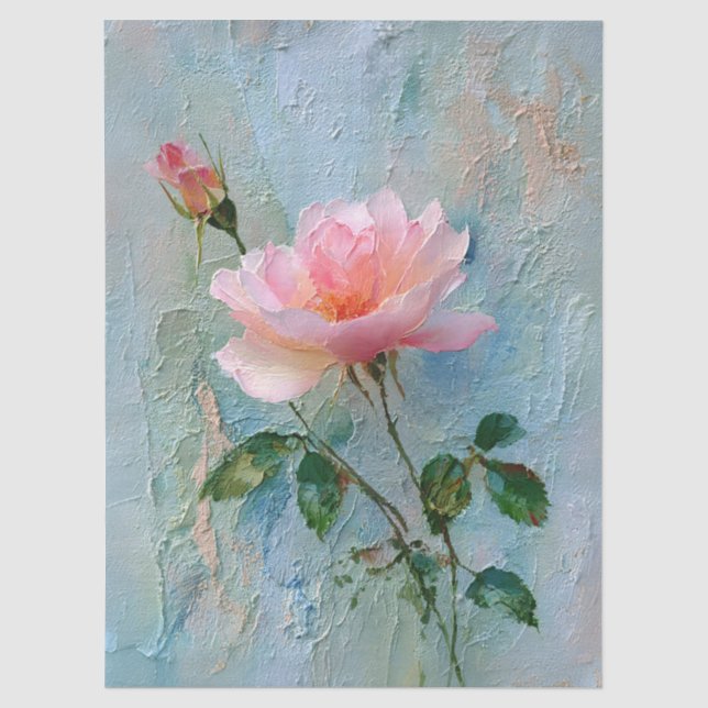 Shabby Chic Impasto Rosa Rose Seidenpapier (Vorderseite)