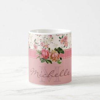 Shabby Chic-individueller Name u. Monogramm mit Tasse