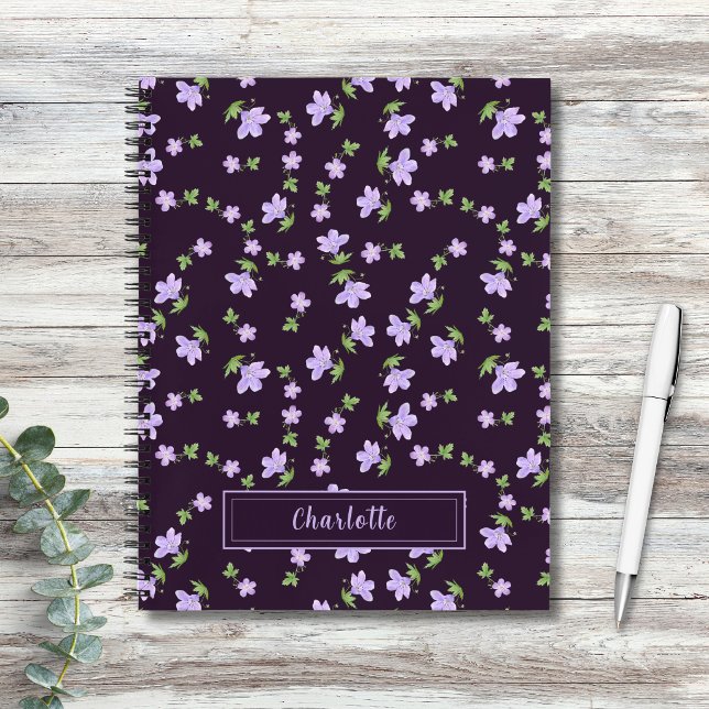 Shabby Chic Kleine Blumige Cottagecore Tiefviolett Notizbuch (Von Creator hochgeladen)