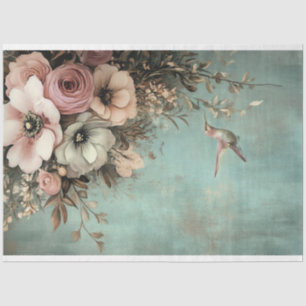 Shabby Chic Kolibri & Blumenstrauß Seidenpapier