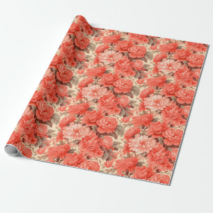 Shabby-Chic-Korallenblumen Geschenkpapier