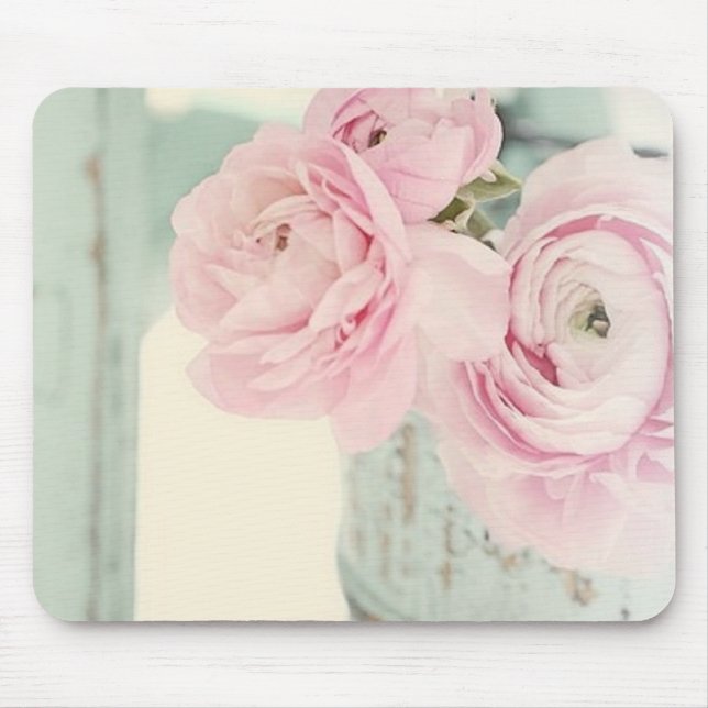 Shabby Chic-Krug rosa Blumen Mousepad (Vorne)