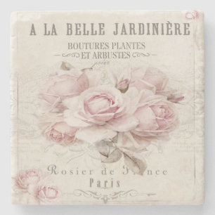 Shabby Chic,Ländlich,Retro,Blumen,Collage,Landhaus Steinuntersetzer