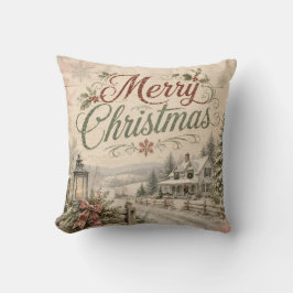 Shabby-Chic-Landschaft-Weihnachtskissen Kissen