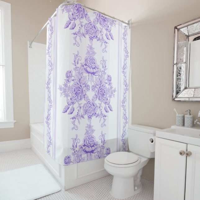 Shabby Chic, Lavendel, Handtuch, Blumenmuster, Vik Duschvorhang (Beispiel)