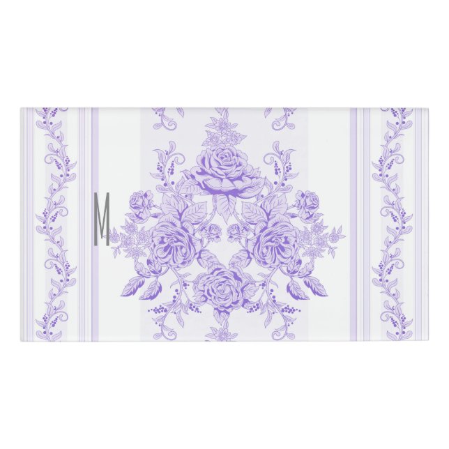 Shabby Chic, Lavendel, Handtuch, Blumenmuster, Vik Namenschild (Vorderseite)