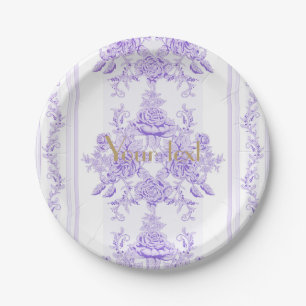 Shabby Chic, Lavendel, Handtuch, Blumenmuster, Vik Pappteller