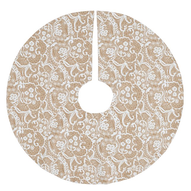 Shabby Chic-Leinwand u. Spitze-Baum-Rock Polyester Weihnachtsbaumdecke (Vorderseite)