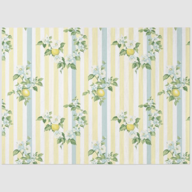 Shabby Chic Lemon Floral Series Design #11 Seidenpapier (Vorderseite)