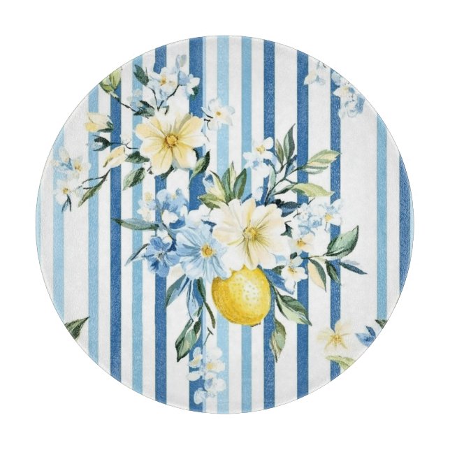 Shabby Chic Lemon Floral Series Design #1 Schneidebrett (Vorderseite)