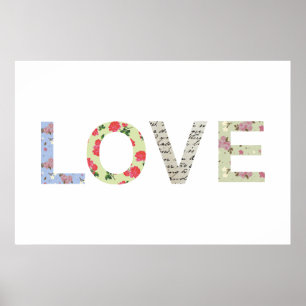 Shabby Chic-Liebe-Typografie - Weiß Poster