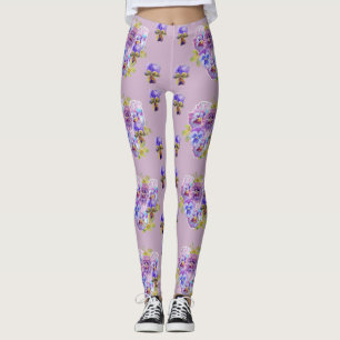 Shabby Chic Lila Lila-Veilchen-Blumenleggings Leggings