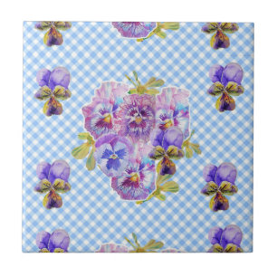 Shabby Chic Lila Pansy Art Keramik Tile Fliese