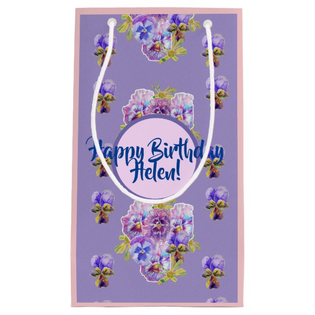 Shabby Chic Lila Pansy Blume Blumenbeutel Kleine Geschenktüte (Vorderseite)