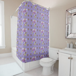 Shabby Chic Lila Pansy Blumendusche Vorhang