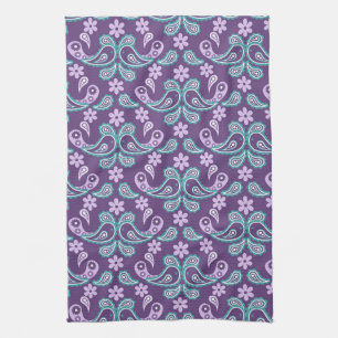 Shabby Chic Lila und Blau Paisley Muster Geschirrtuch