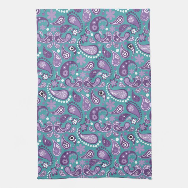 Shabby Chic Lila und blau Paisley Pattern Geschirrtuch (Vertikal)