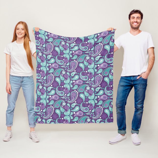 Shabby Chic Lila und hellblau Paisley Muster Fleecedecke (Beispiel)