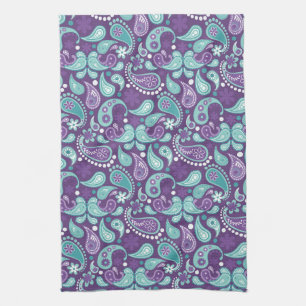 Shabby Chic Lila und Hellblau Paisley Muster Geschirrtuch