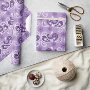 Shabby Chic Lila und weiß Paisley Muster Geschenkpapier