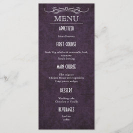 Shabby Chic Lila Vintage Wedding Menu Card Menükarte