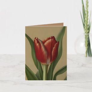 Shabby Chic Lovely Red Tulip Dankeskarte