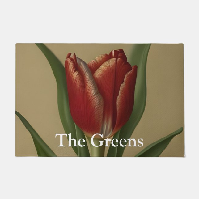 Shabby Chic Lovely Red Tulip Fußmatte (Vorderseite)