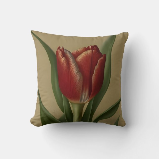 Shabby Chic Lovely Red Tulip Kissen (Vorderseite)