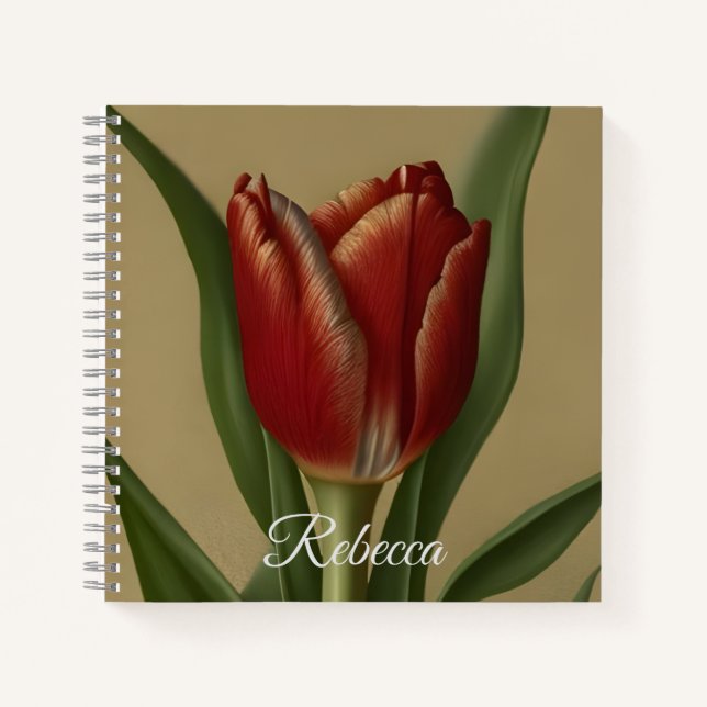 Shabby Chic Lovely Red Tulip Notizbuch (Vorderseite)