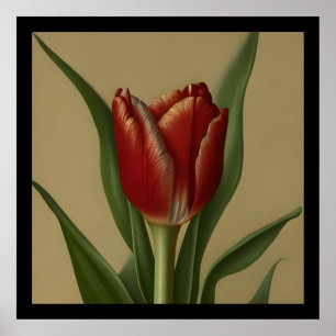 Shabby Chic Lovely Red Tulip Poster