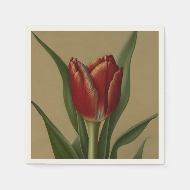 Shabby Chic Lovely Red Tulip Serviette (Vorderseite)
