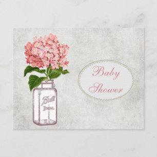 Shabby Chic Mason Jar & Hydrangea Babydusche Einladung