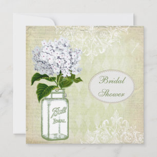 Shabby Chic Mason Jar & Hydrangea Brautparty Einladung