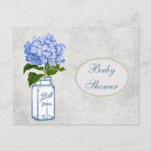 Shabby Chic-Maurerglas-u. Hydrangea-Baby-Dusche Einladung