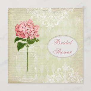 Shabby Chic-Maurerglas-u. Hydrangea-Brautparty Einladung