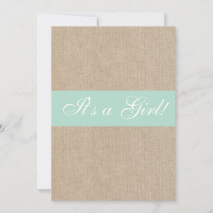 Shabby Chic Mint Jute Baby Shower Einladung