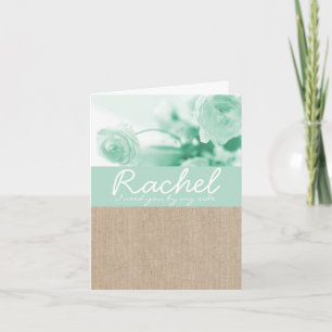 Shabby Chic Mint Peony Burlap Bridesmaid Anfrage Einladung