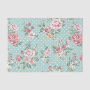 Shabby Chic Mint Tupfen Rosa Weiß Vintage Mädchen Seidenpapier