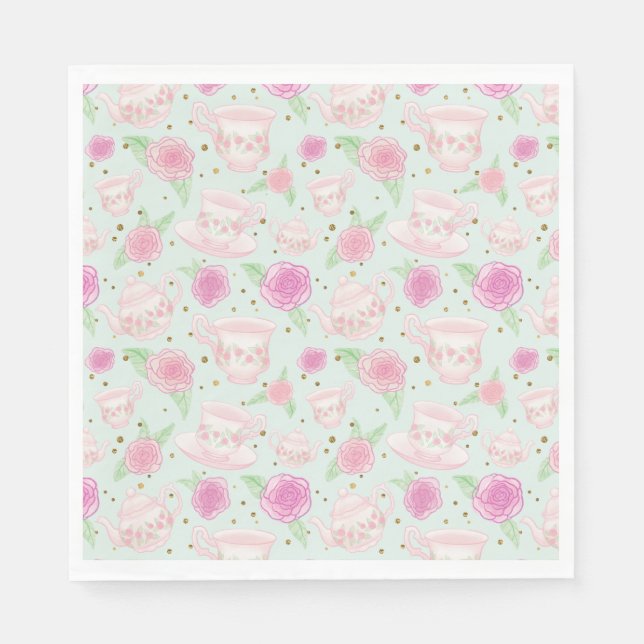 Shabby Chic Minze and Gold Tee Party Serviette (Vorderseite)