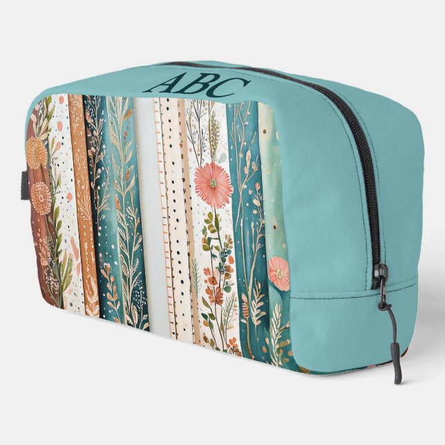 Shabby Chic-Mischmuster Monogramm Waschbeutel (Rechte Ecke)