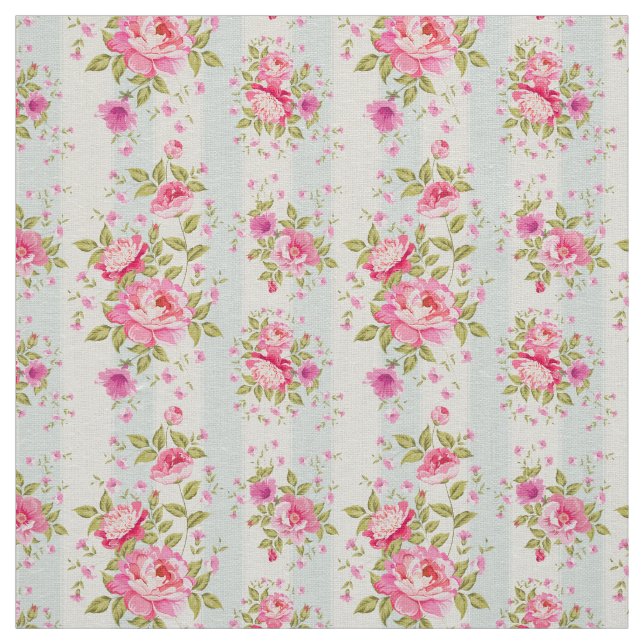 Shabby Chic, mit Blumen, Vintag, rosa, blau, Stoff (Muster)