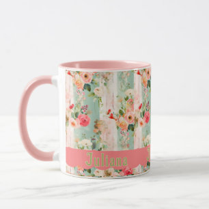 Shabby Chic mit Scallop Name Tasse