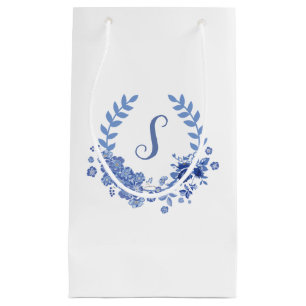 Shabby Chic Monogram Blue Design Kleine Geschenktüte