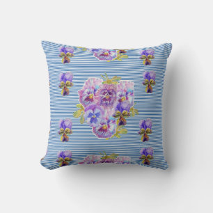 Shabby Chic Navy Blumen Streifen Blumen Kissen