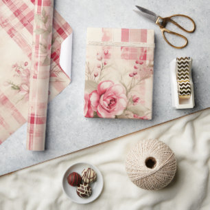 Shabby Chic Not Weihnachts-Tartan Geschenkpapier