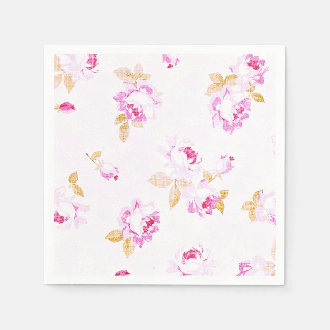 Shabby Chic Pale Pink Rose Papier Napkin Serviette (Vorderseite)