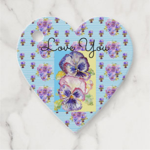 Shabby Chic Pansy Blue Liebe Herzgeschenke Tags Geschenkanhänger